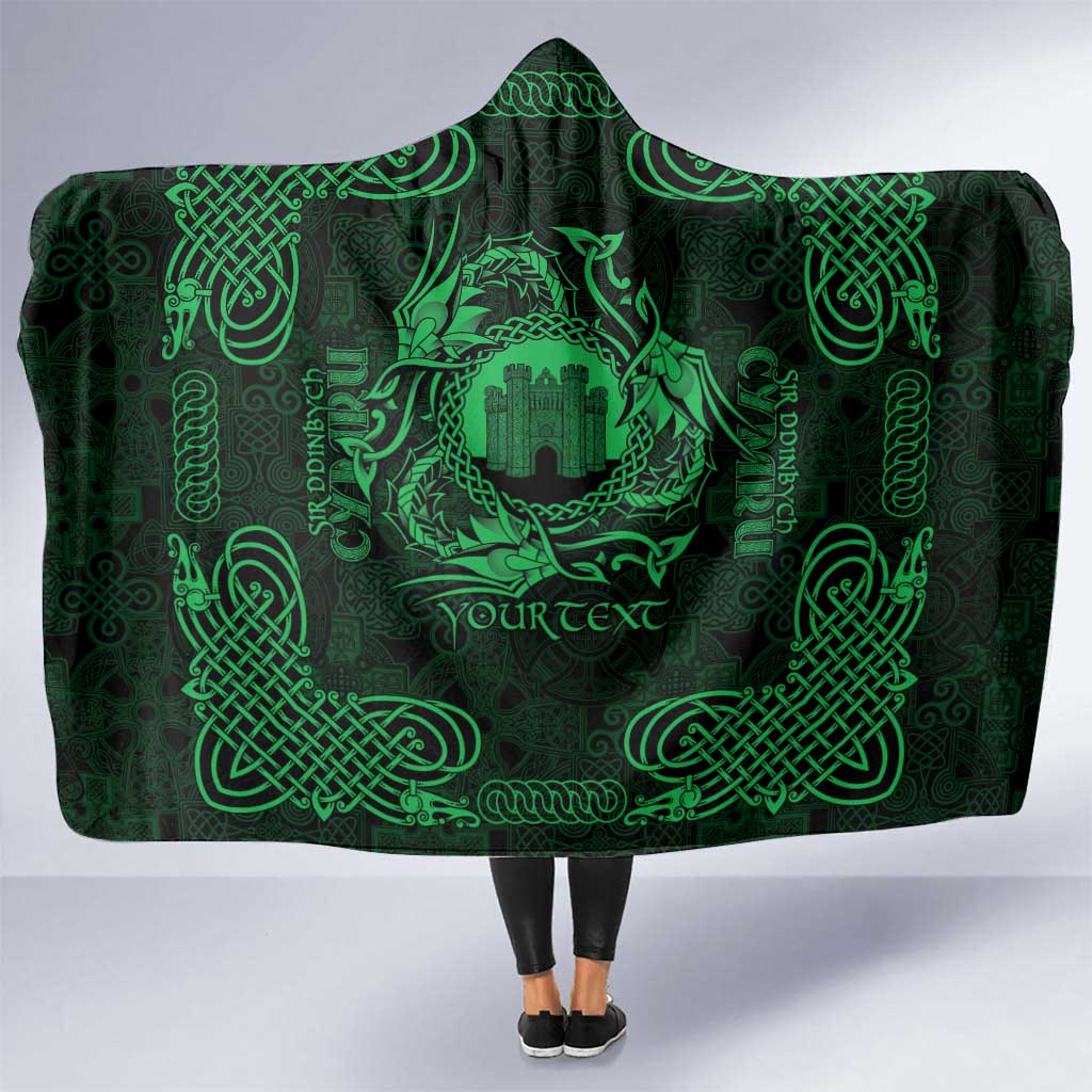 Personalized Denbighshire Sir Ddinbych Hooded Blanket Green Gatehouse Denbigh Castle Celtic-inspired - Wonder Print Shop