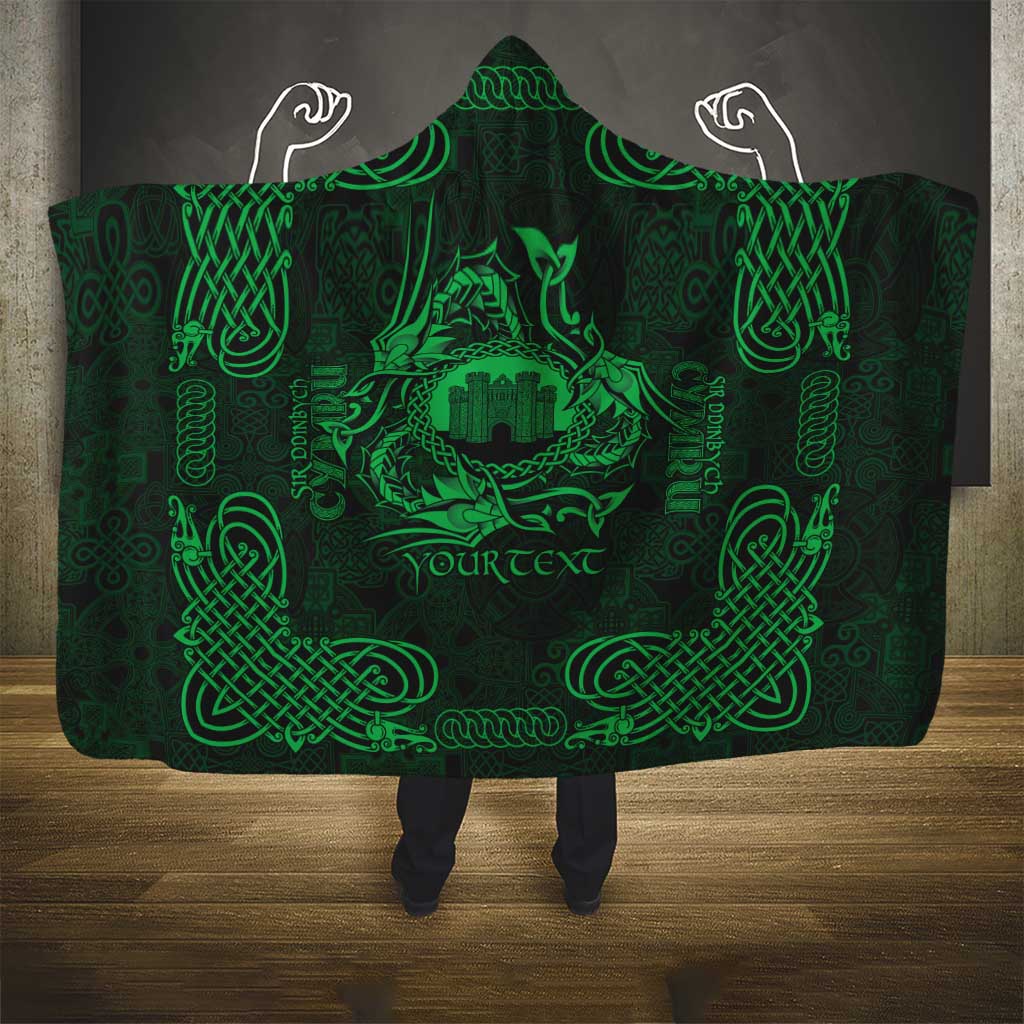 Personalized Denbighshire Sir Ddinbych Hooded Blanket Green Gatehouse Denbigh Castle Celtic-inspired - Wonder Print Shop