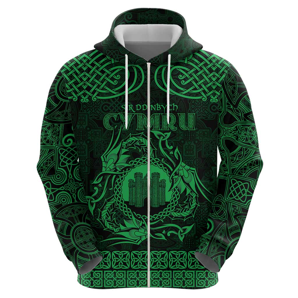 Personalized Denbighshire Sir Ddinbych Hoodie Green Gatehouse Denbigh Castle Celtic-inspired - Wonder Print Shop