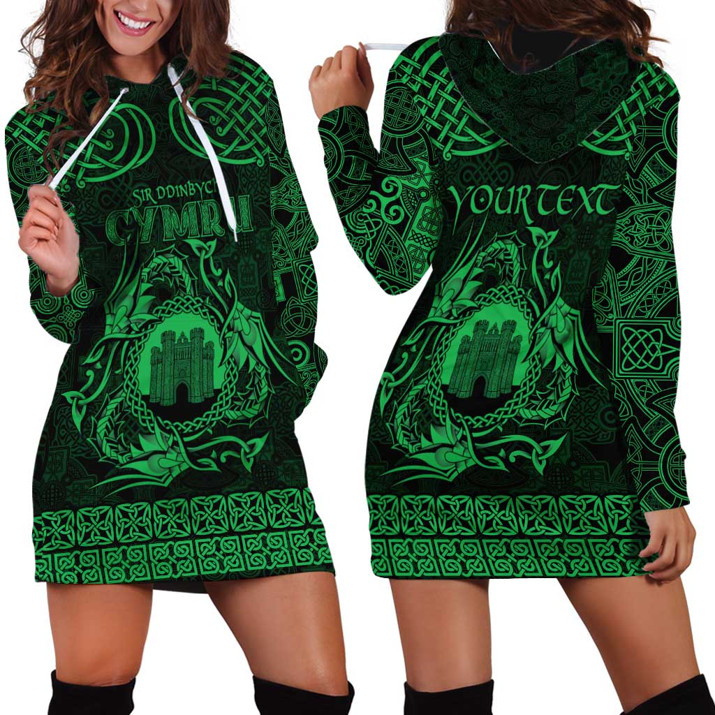 Personalized Denbighshire Sir Ddinbych Hoodie Dress Green Gatehouse Denbigh Castle Celtic-inspired - Wonder Print Shop
