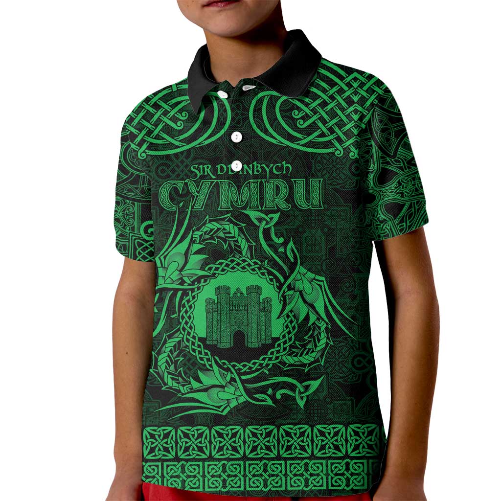 Personalized Denbighshire Sir Ddinbych Kid Polo Shirt Green Gatehouse Denbigh Castle Celtic-inspired - Wonder Print Shop