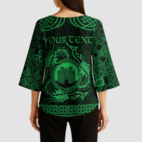 Personalized Denbighshire Sir Ddinbych Kimono Sleeve Blouse Green Gatehouse Denbigh Castle Celtic-inspired - Wonder Print Shop