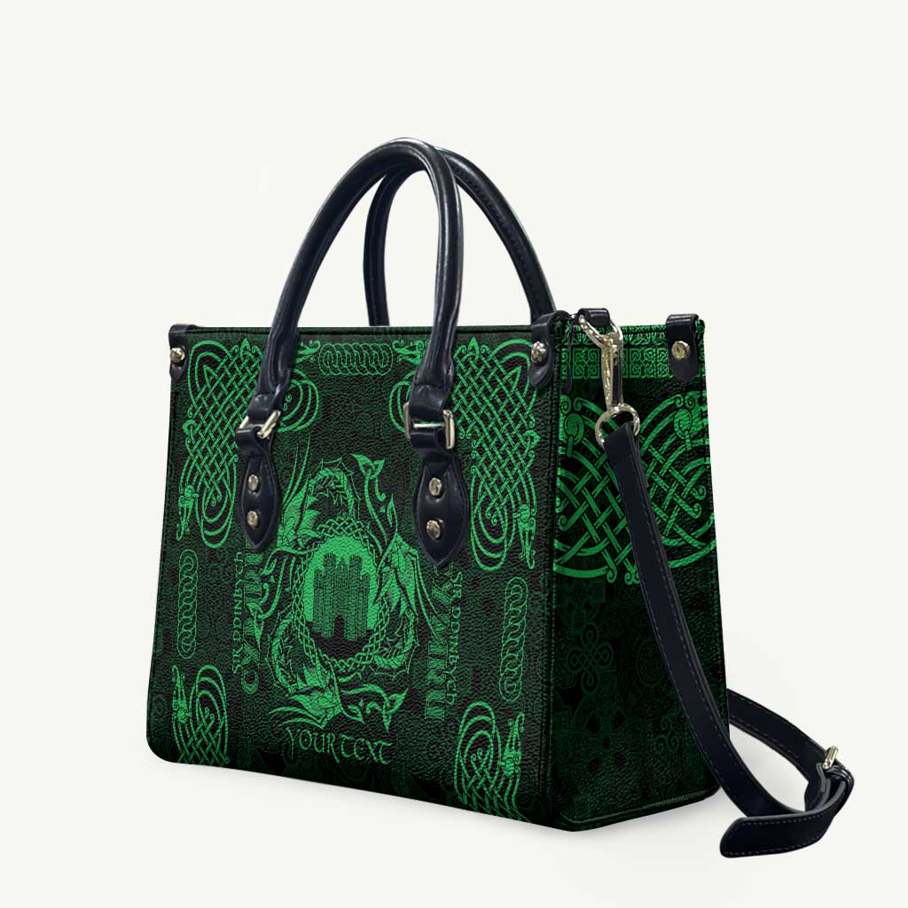 Personalized Denbighshire Sir Ddinbych Leather Bag Green Gatehouse Denbigh Castle Celtic-inspired - Wonder Print Shop