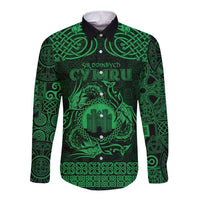 Personalized Denbighshire Sir Ddinbych Long Sleeve Button Shirt Green Gatehouse Denbigh Castle Celtic-inspired - Wonder Print Shop