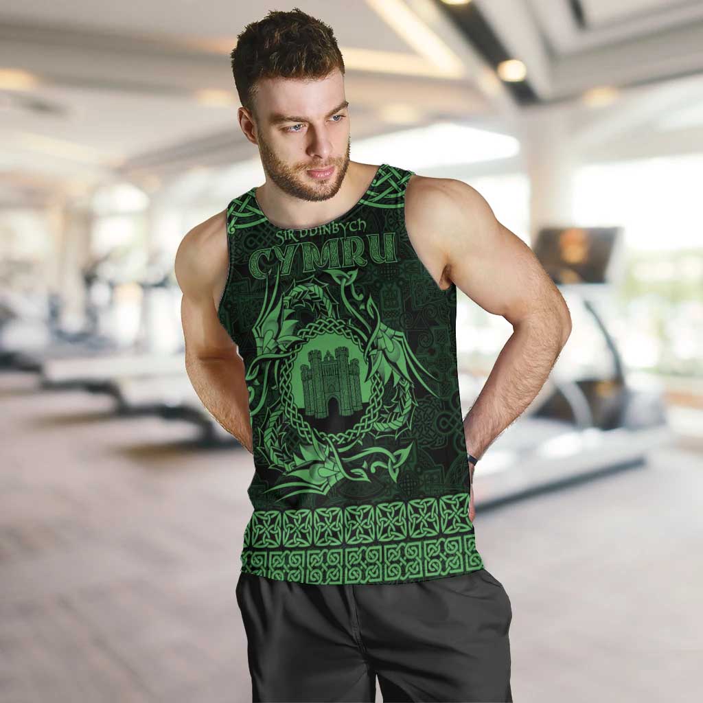 Personalized Denbighshire Sir Ddinbych Men Tank Top Green Gatehouse Denbigh Castle Celtic-inspired - Wonder Print Shop