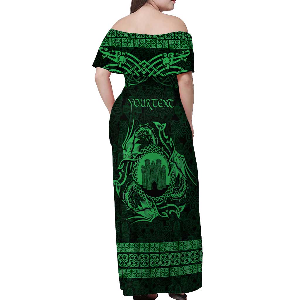 Personalized Denbighshire Sir Ddinbych Off Shoulder Maxi Dress Green Gatehouse Denbigh Castle Celtic-inspired - Wonder Print Shop