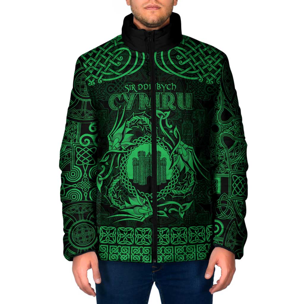 Personalized Denbighshire Sir Ddinbych Padded Jacket Green Gatehouse Denbigh Castle Celtic-inspired - Wonder Print Shop