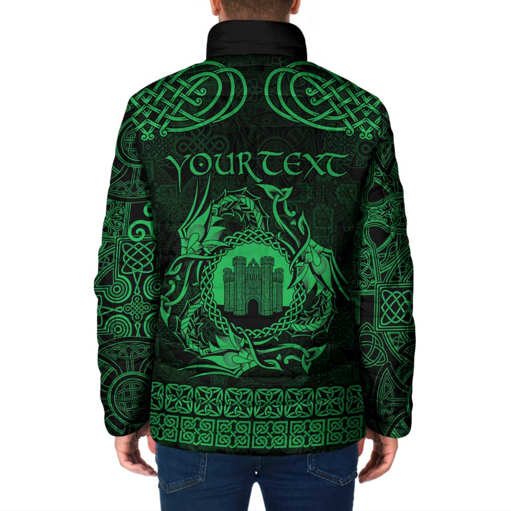 Personalized Denbighshire Sir Ddinbych Padded Jacket Green Gatehouse Denbigh Castle Celtic-inspired - Wonder Print Shop