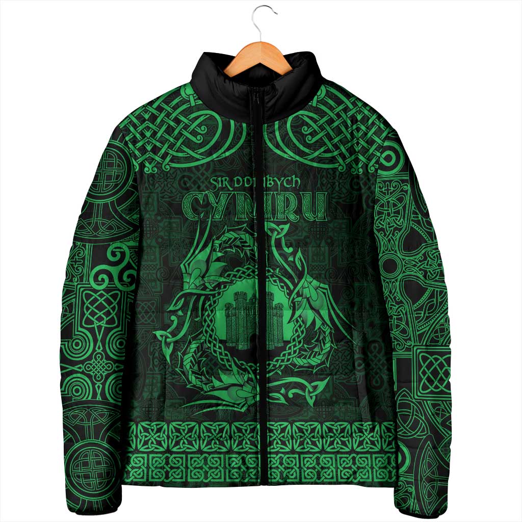 Personalized Denbighshire Sir Ddinbych Padded Jacket Green Gatehouse Denbigh Castle Celtic-inspired - Wonder Print Shop