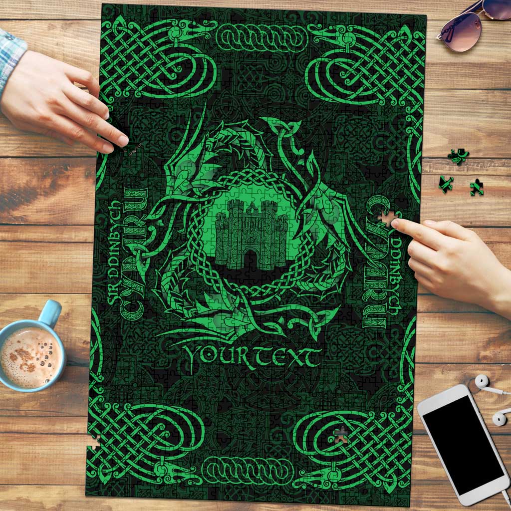 Personalized Denbighshire Sir Ddinbych Puzzle Green Gatehouse Denbigh Castle Celtic-inspired - Wonder Print Shop