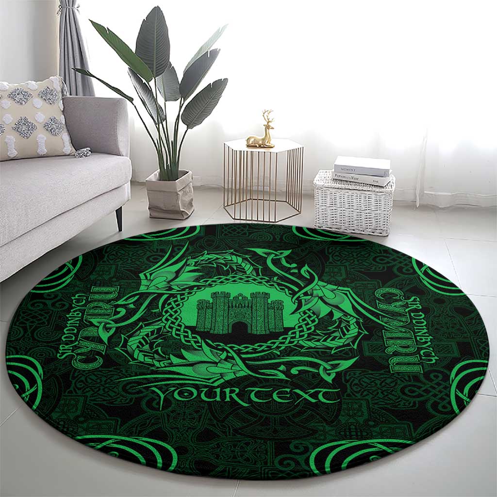 Personalized Denbighshire Sir Ddinbych Round Carpet Green Gatehouse Denbigh Castle Celtic-inspired - Wonder Print Shop