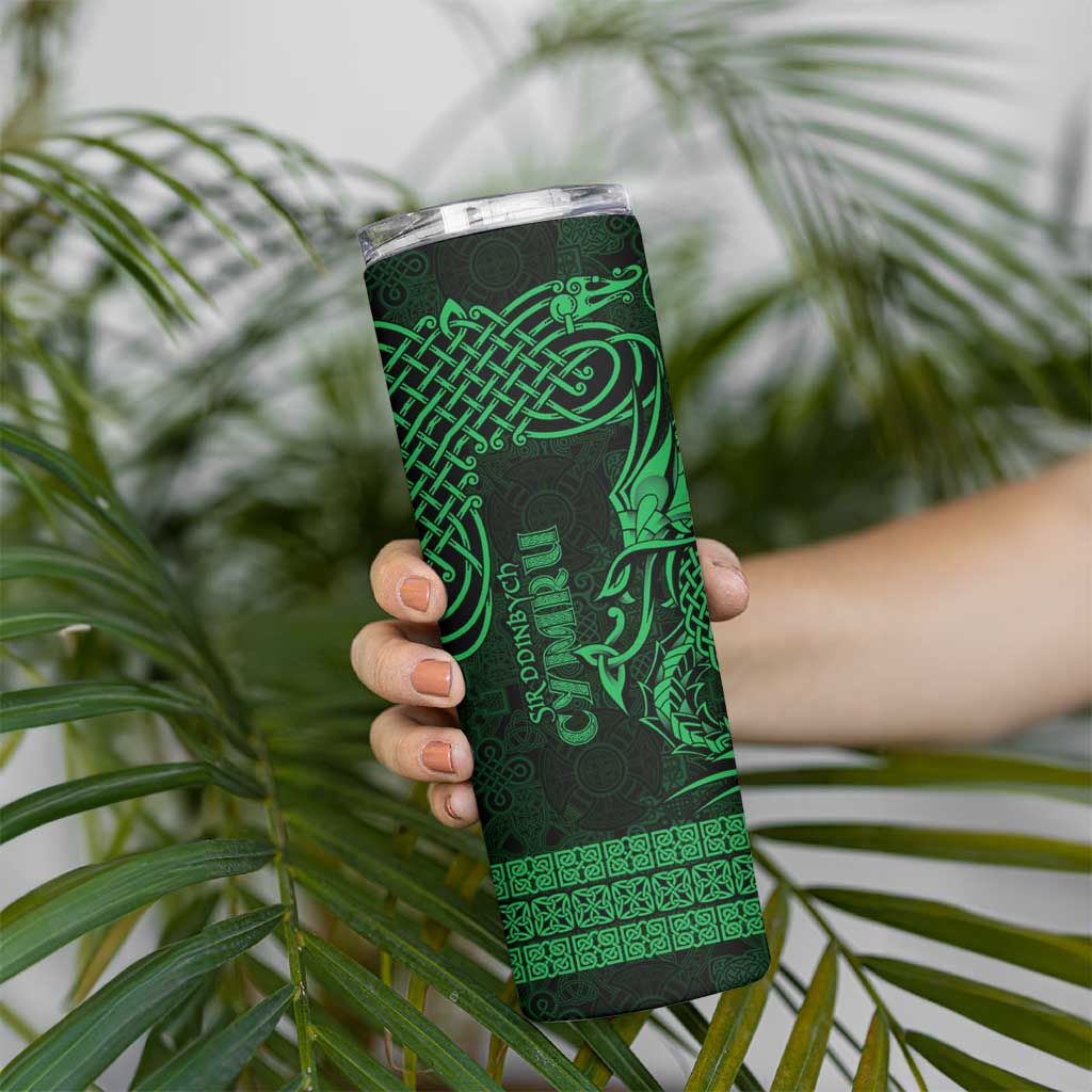 Personalized Denbighshire Sir Ddinbych Skinny Tumbler Green Gatehouse Denbigh Castle Celtic-inspired - Wonder Print Shop