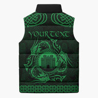 Personalized Denbighshire Sir Ddinbych Sleeveless Puffer Jacket Green Gatehouse Denbigh Castle Celtic-inspired - Wonder Print Shop