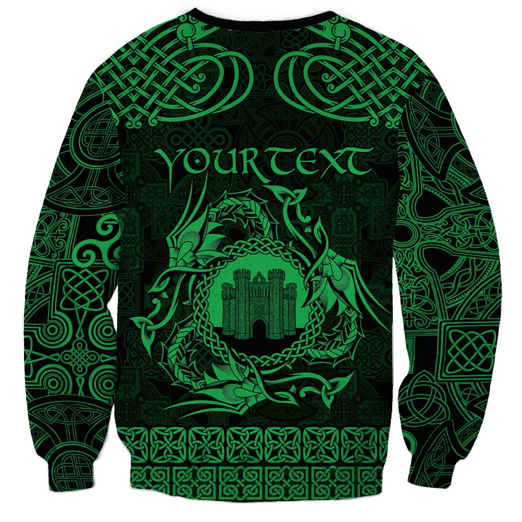 Personalized Denbighshire Sir Ddinbych Sweatshirt Green Gatehouse Denbigh Castle Celtic-inspired - Wonder Print Shop