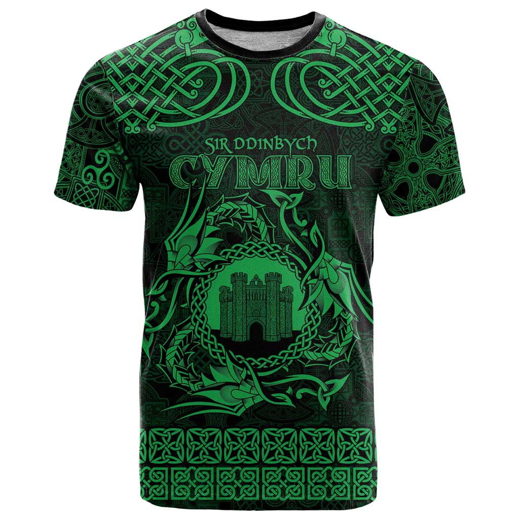 Personalized Denbighshire Sir Ddinbych T Shirt Green Gatehouse Denbigh Castle Celtic-inspired - Wonder Print Shop