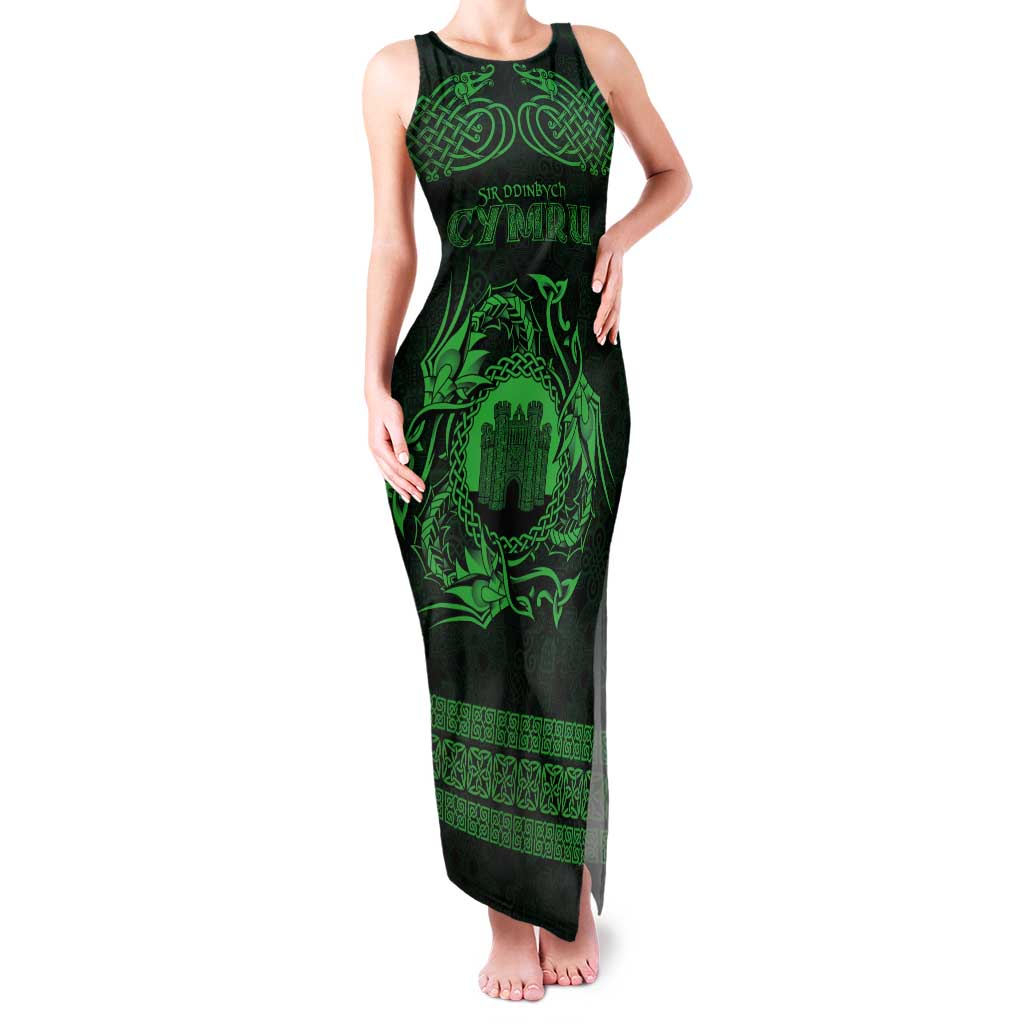 Personalized Denbighshire Sir Ddinbych Tank Maxi Dress Green Gatehouse Denbigh Castle Celtic-inspired - Wonder Print Shop