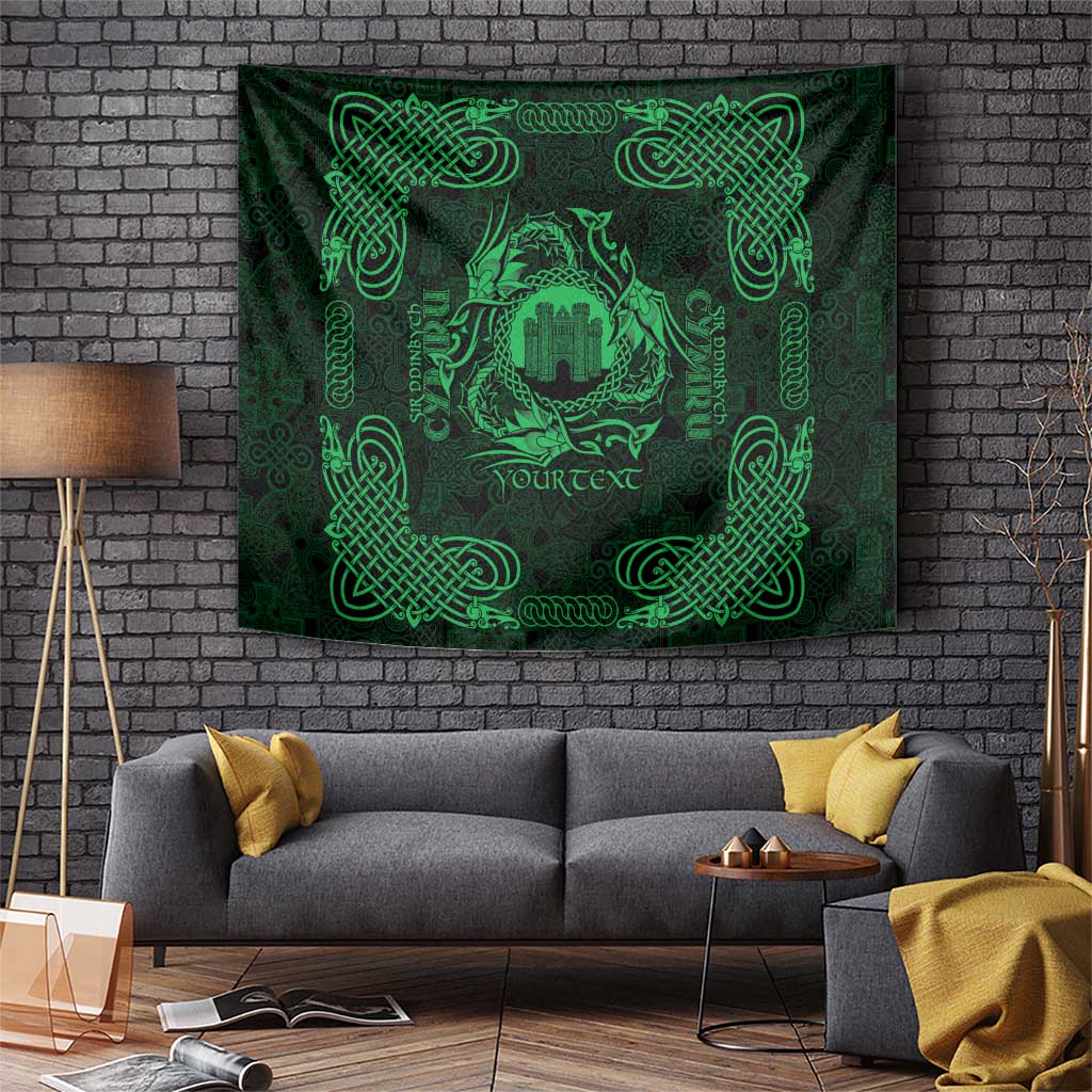 Personalized Denbighshire Sir Ddinbych Tapestry Green Gatehouse Denbigh Castle Celtic-inspired - Wonder Print Shop