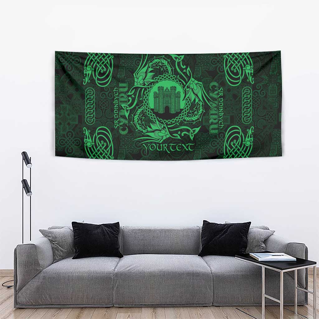 Personalized Denbighshire Sir Ddinbych Tapestry Green Gatehouse Denbigh Castle Celtic-inspired - Wonder Print Shop