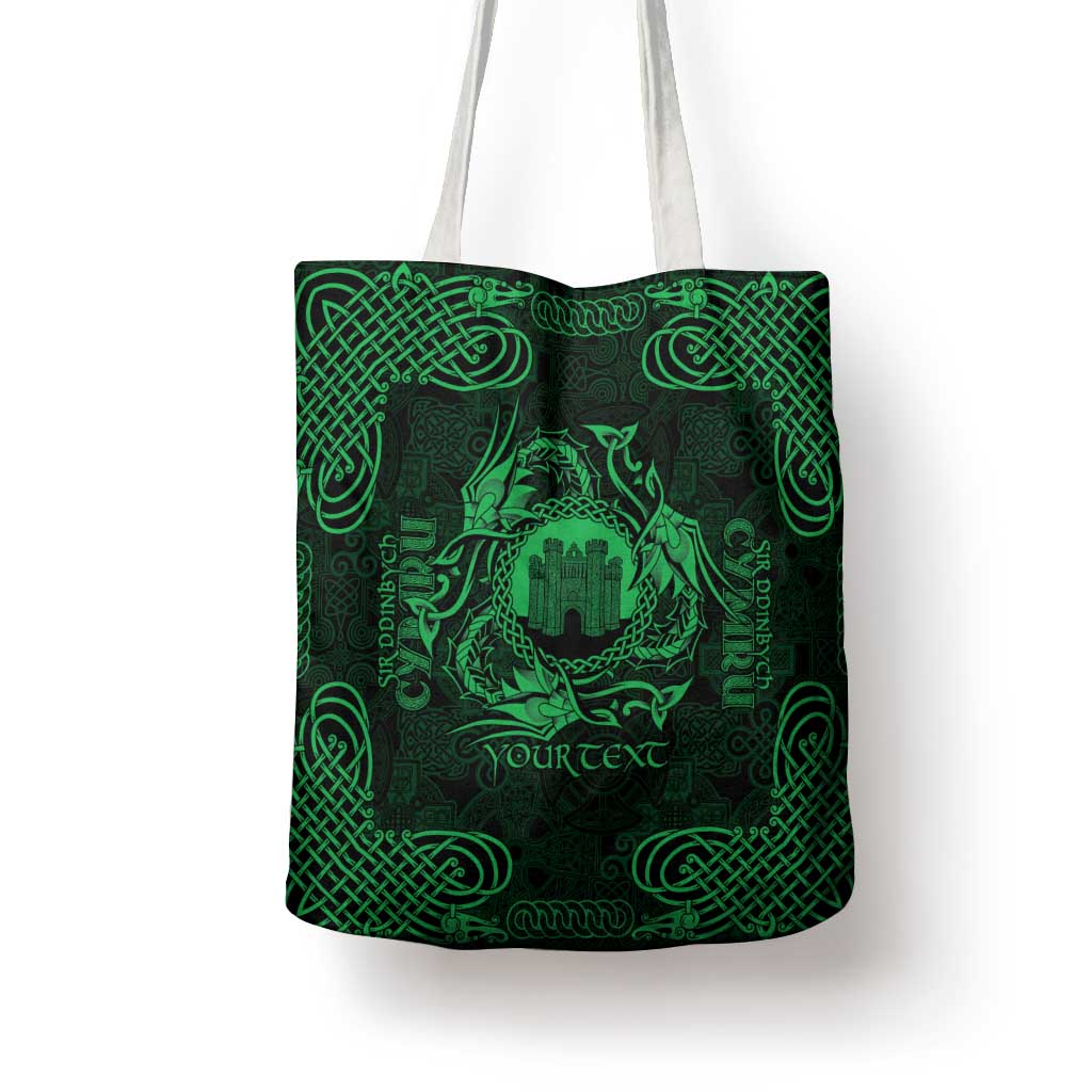 Personalized Denbighshire Sir Ddinbych Tote Bag Green Gatehouse Denbigh Castle Celtic-inspired - Wonder Print Shop