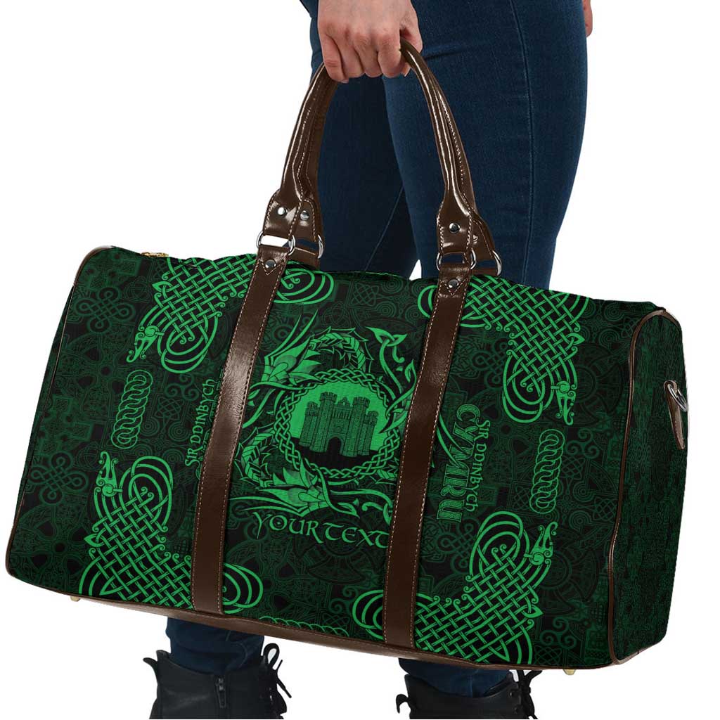 Personalized Denbighshire Sir Ddinbych Travel Bag Green Gatehouse Denbigh Castle Celtic-inspired - Wonder Print Shop