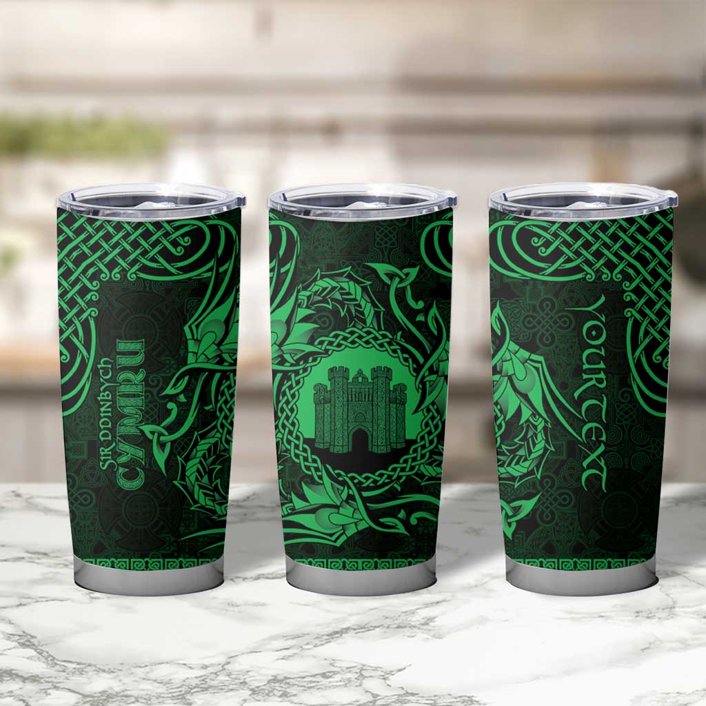 Personalized Denbighshire Sir Ddinbych Tumbler Cup Green Gatehouse Denbigh Castle Celtic-inspired - Wonder Print Shop