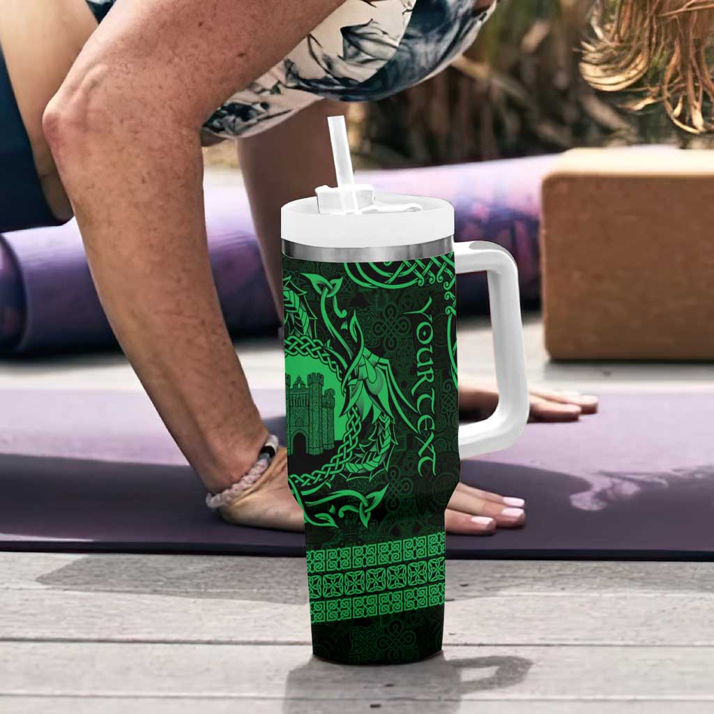 Personalized Denbighshire Sir Ddinbych Tumbler With Handle Green Gatehouse Denbigh Castle Celtic-inspired - Wonder Print Shop