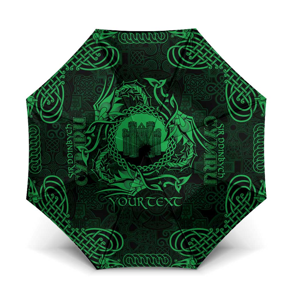 Personalized Denbighshire Sir Ddinbych Umbrella Green Gatehouse Denbigh Castle Celtic-inspired - Wonder Print Shop