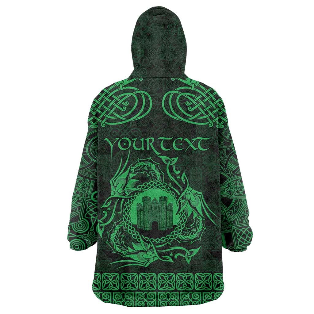 Personalized Denbighshire Sir Ddinbych Wearable Blanket Hoodie Green Gatehouse Denbigh Castle Celtic-inspired - Wonder Print Shop