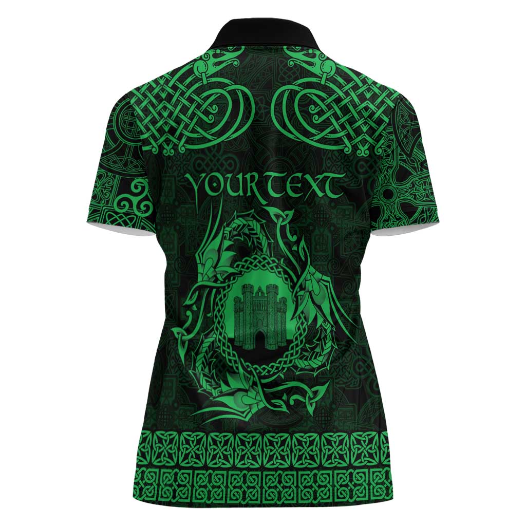 Personalized Denbighshire Sir Ddinbych Women Polo Shirt Green Gatehouse Denbigh Castle Celtic-inspired - Wonder Print Shop