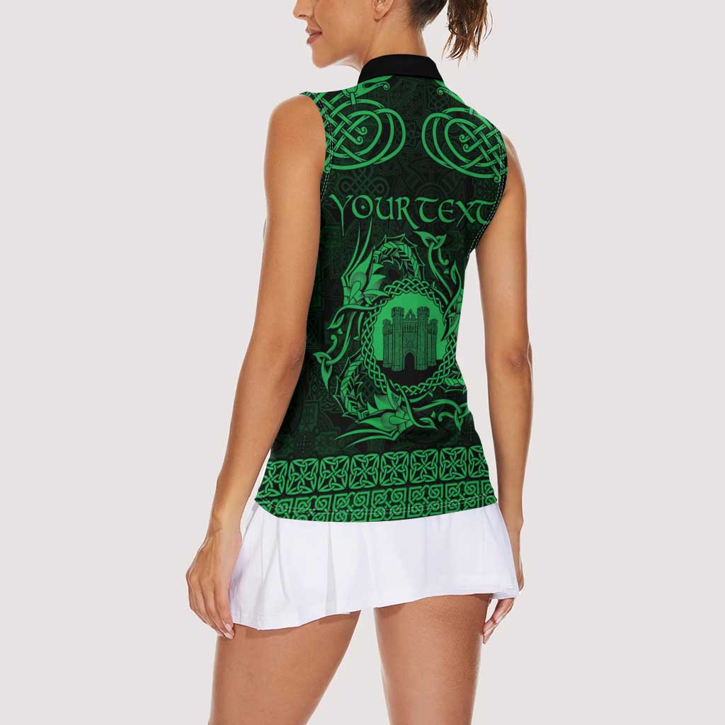 Personalized Denbighshire Sir Ddinbych Women Sleeveless Polo Shirt Green Gatehouse Denbigh Castle Celtic-inspired - Wonder Print Shop