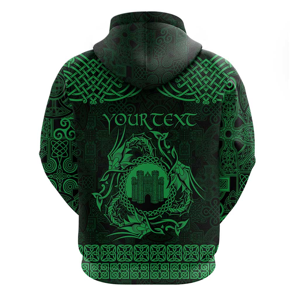 Personalized Denbighshire Sir Ddinbych Zip Hoodie Green Gatehouse Denbigh Castle Celtic-inspired - Wonder Print Shop