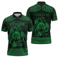 Personalized Denbighshire Sir Ddinbych Zipper Polo Shirt Green Gatehouse Denbigh Castle Celtic-inspired - Wonder Print Shop