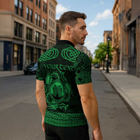 Personalized Denbighshire Sir Ddinbych Zipper Polo Shirt Green Gatehouse Denbigh Castle Celtic-inspired - Wonder Print Shop