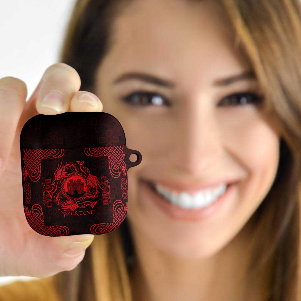 Personalized Denbighshire Sir Ddinbych AirPods Case Red Gatehouse Denbigh Castle Celtic-inspired - Wonder Print Shop