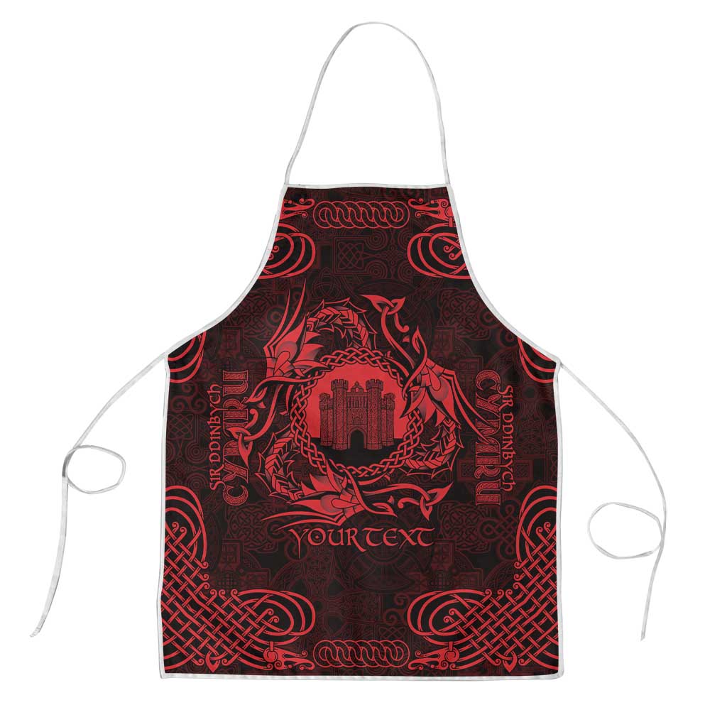 Personalized Denbighshire Sir Ddinbych Apron Red Gatehouse Denbigh Castle Celtic-inspired - Wonder Print Shop