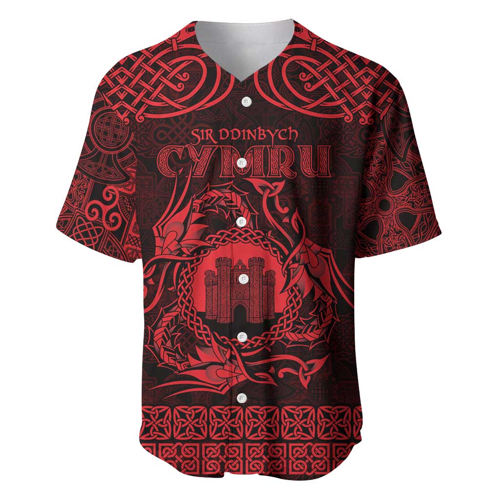 Personalized Denbighshire Sir Ddinbych Baseball Jersey Red Gatehouse Denbigh Castle Celtic-inspired - Wonder Print Shop