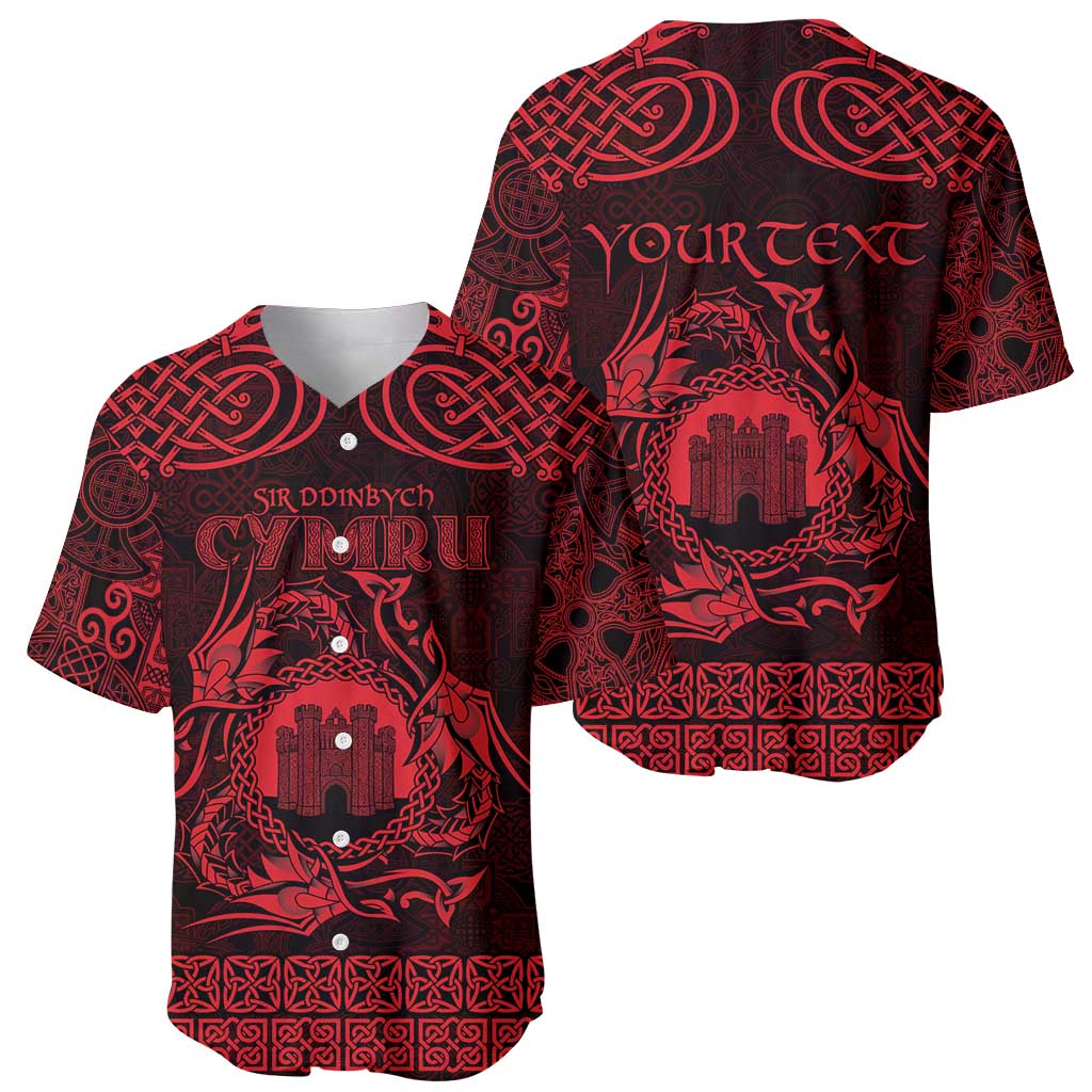 Personalized Denbighshire Sir Ddinbych Baseball Jersey Red Gatehouse Denbigh Castle Celtic-inspired - Wonder Print Shop