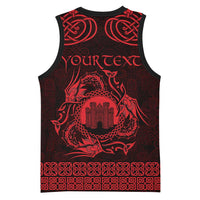 Personalized Denbighshire Sir Ddinbych Basketball Jersey Red Gatehouse Denbigh Castle Celtic-inspired - Wonder Print Shop