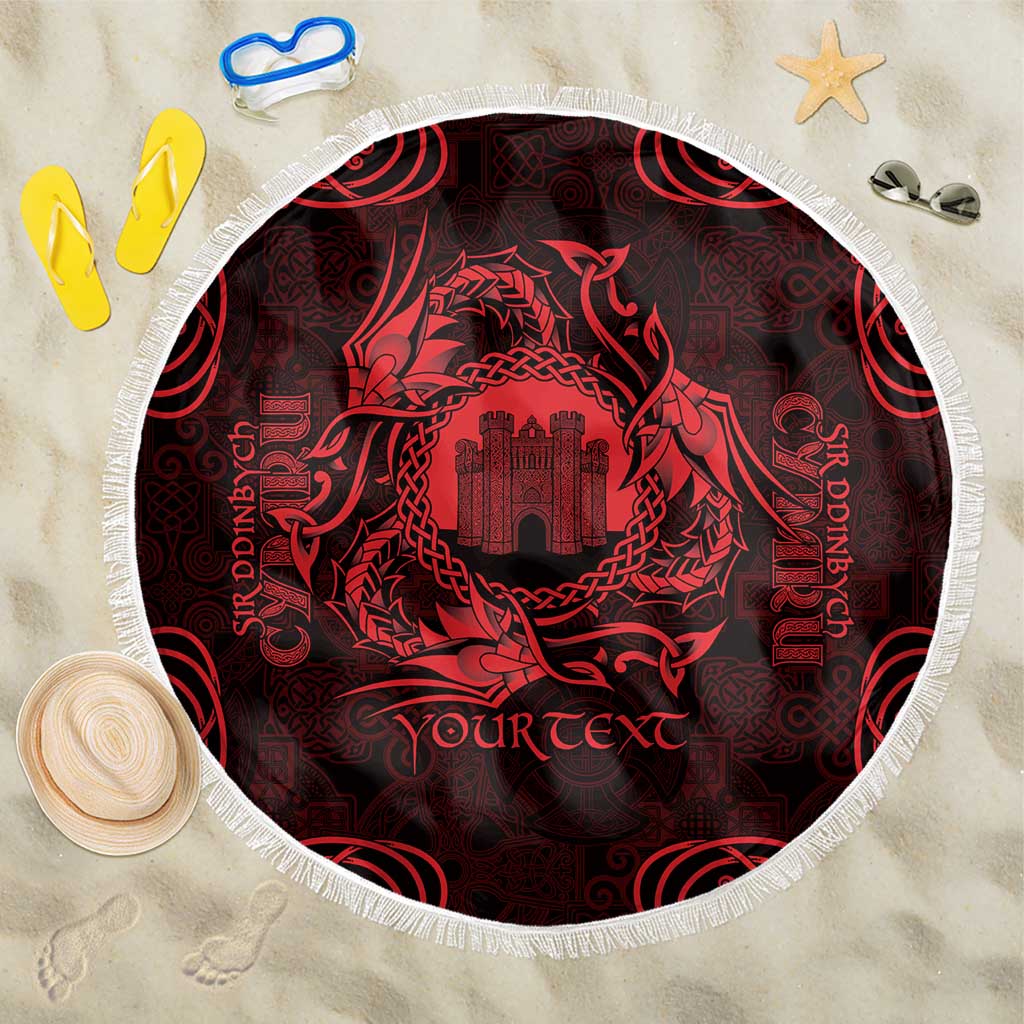 Personalized Denbighshire Sir Ddinbych Beach Blanket Red Gatehouse Denbigh Castle Celtic-inspired - Wonder Print Shop