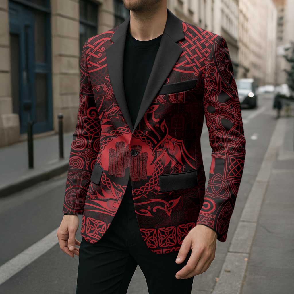 Personalized Denbighshire Sir Ddinbych Blazer Red Gatehouse Denbigh Castle Celtic-inspired - Wonder Print Shop