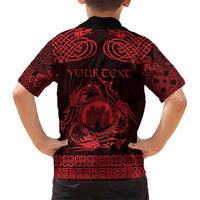 Personalized Denbighshire Sir Ddinbych Family Matching Long Sleeve Bodycon Dress and Hawaiian Shirt Red Gatehouse Denbigh Castle Celtic-inspired - Wonder Print Shop