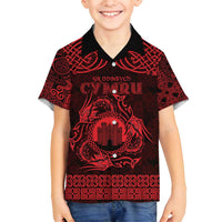 Personalized Denbighshire Sir Ddinbych Family Matching Off Shoulder Maxi Dress and Hawaiian Shirt Red Gatehouse Denbigh Castle Celtic-inspired - Wonder Print Shop