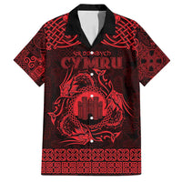 Personalized Denbighshire Sir Ddinbych Family Matching Off Shoulder Short Dress and Hawaiian Shirt Red Gatehouse Denbigh Castle Celtic-inspired - Wonder Print Shop