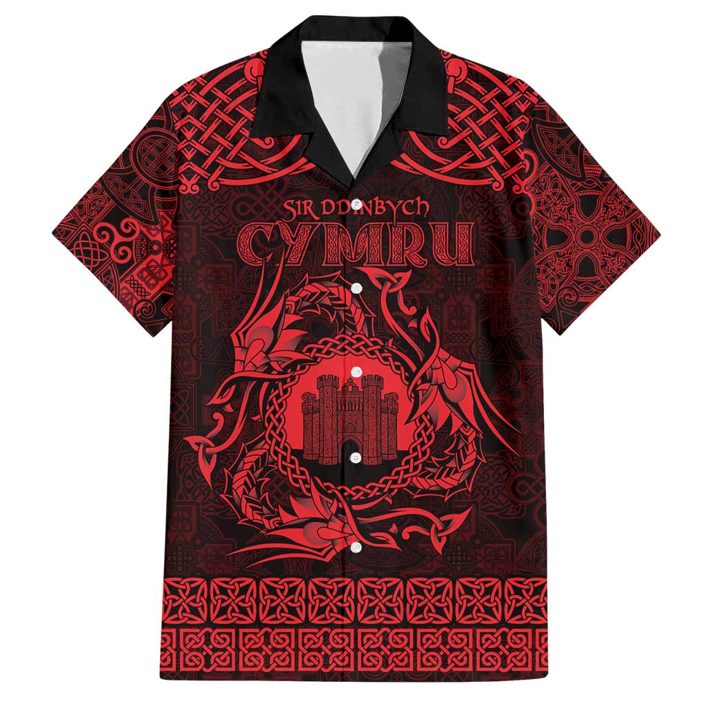 Personalized Denbighshire Sir Ddinbych Family Matching Puletasi and Hawaiian Shirt Red Gatehouse Denbigh Castle Celtic-inspired - Wonder Print Shop