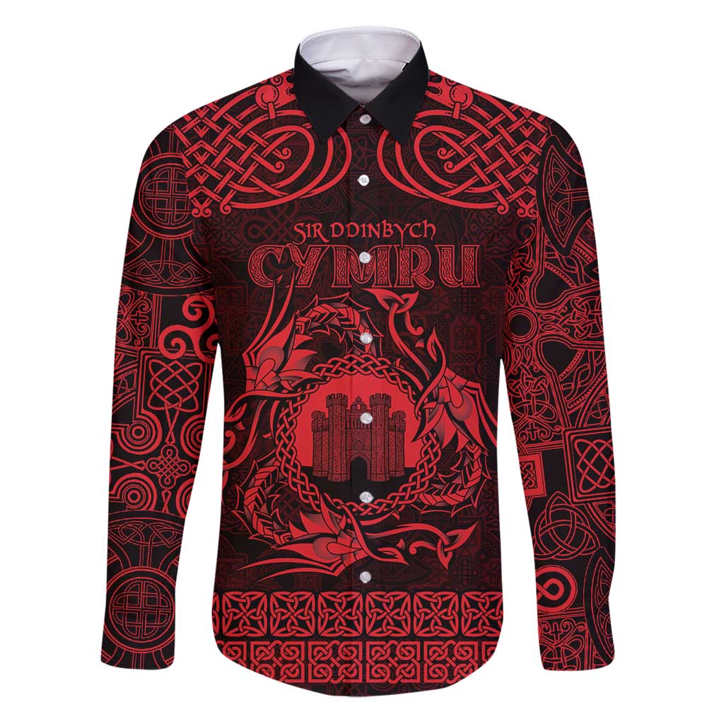 Personalized Denbighshire Sir Ddinbych Family Matching Puletasi and Hawaiian Shirt Red Gatehouse Denbigh Castle Celtic-inspired - Wonder Print Shop