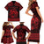 Personalized Denbighshire Sir Ddinbych Family Matching Short Sleeve Bodycon Dress and Hawaiian Shirt Red Gatehouse Denbigh Castle Celtic-inspired - Wonder Print Shop