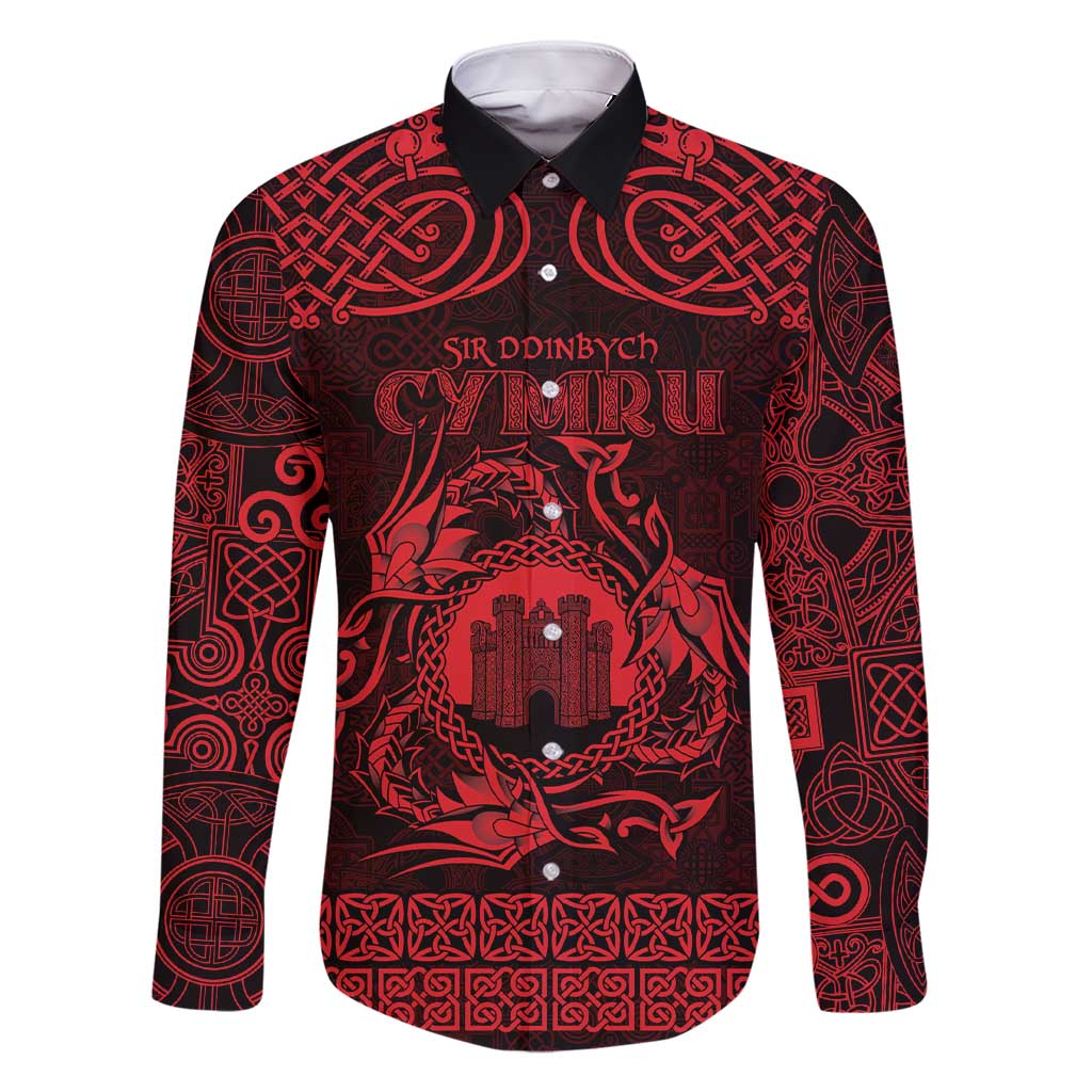 Personalized Denbighshire Sir Ddinbych Family Matching Short Sleeve Bodycon Dress and Hawaiian Shirt Red Gatehouse Denbigh Castle Celtic-inspired - Wonder Print Shop