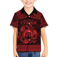 Personalized Denbighshire Sir Ddinbych Family Matching Short Sleeve Bodycon Dress and Hawaiian Shirt Red Gatehouse Denbigh Castle Celtic-inspired - Wonder Print Shop