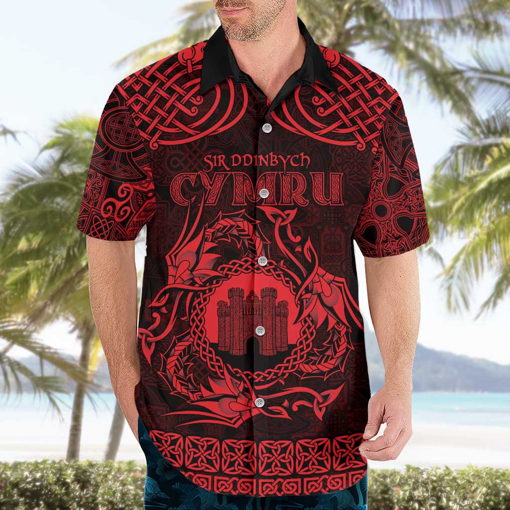 Personalized Denbighshire Sir Ddinbych Hawaiian Shirt Red Gatehouse Denbigh Castle Celtic-inspired - Wonder Print Shop