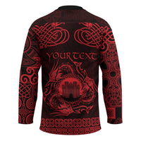 Personalized Denbighshire Sir Ddinbych Hockey Jersey Red Gatehouse Denbigh Castle Celtic-inspired - Wonder Print Shop